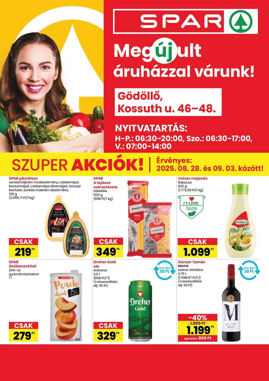 SPAR - Gödöllő üzlet megújulás akciós újság, érvényes 08.28. - 09.03.