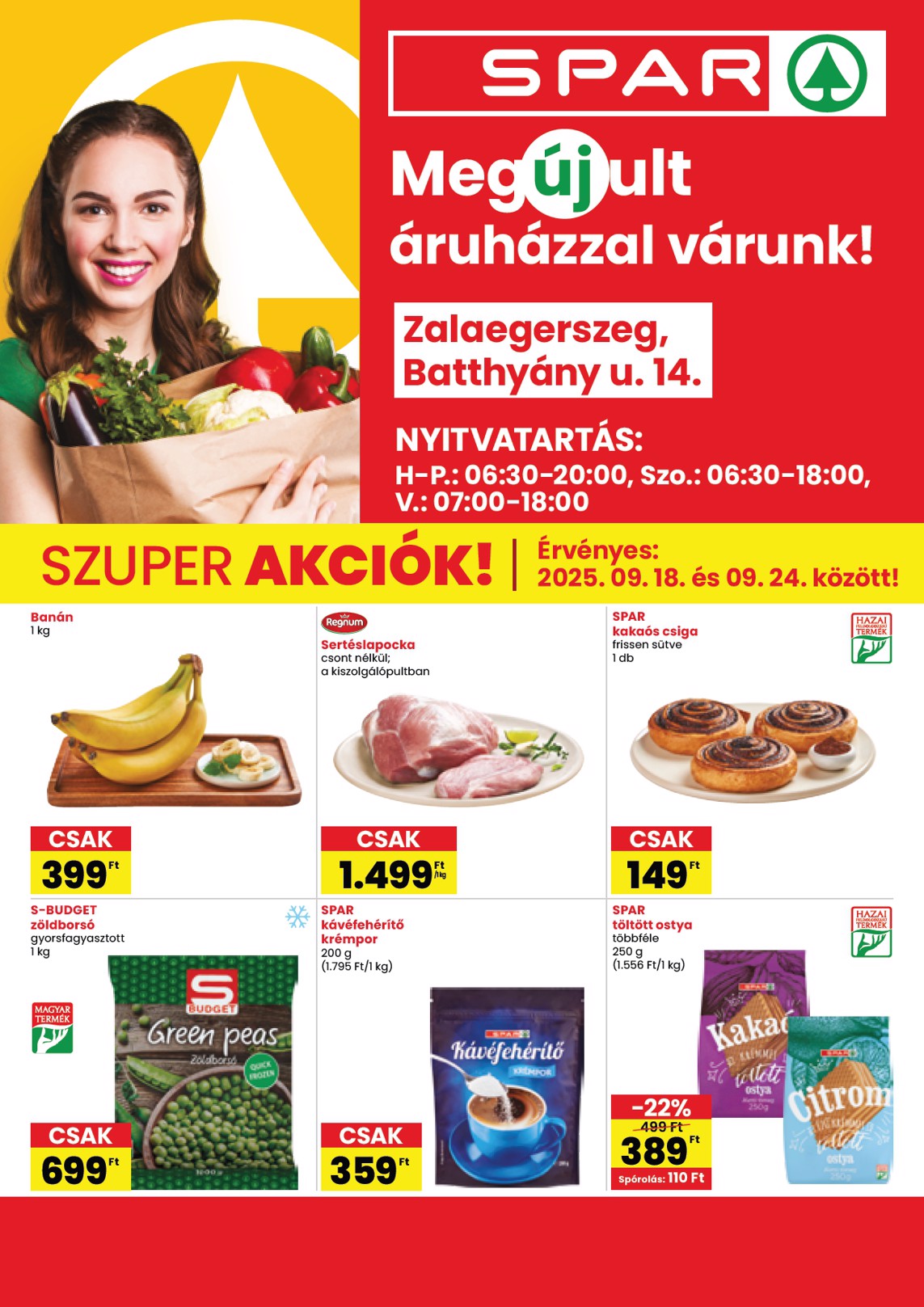 SPAR - Zalaegerszeg üzlet megújulás akciós újság, érvényes 09.18. - 09.24.