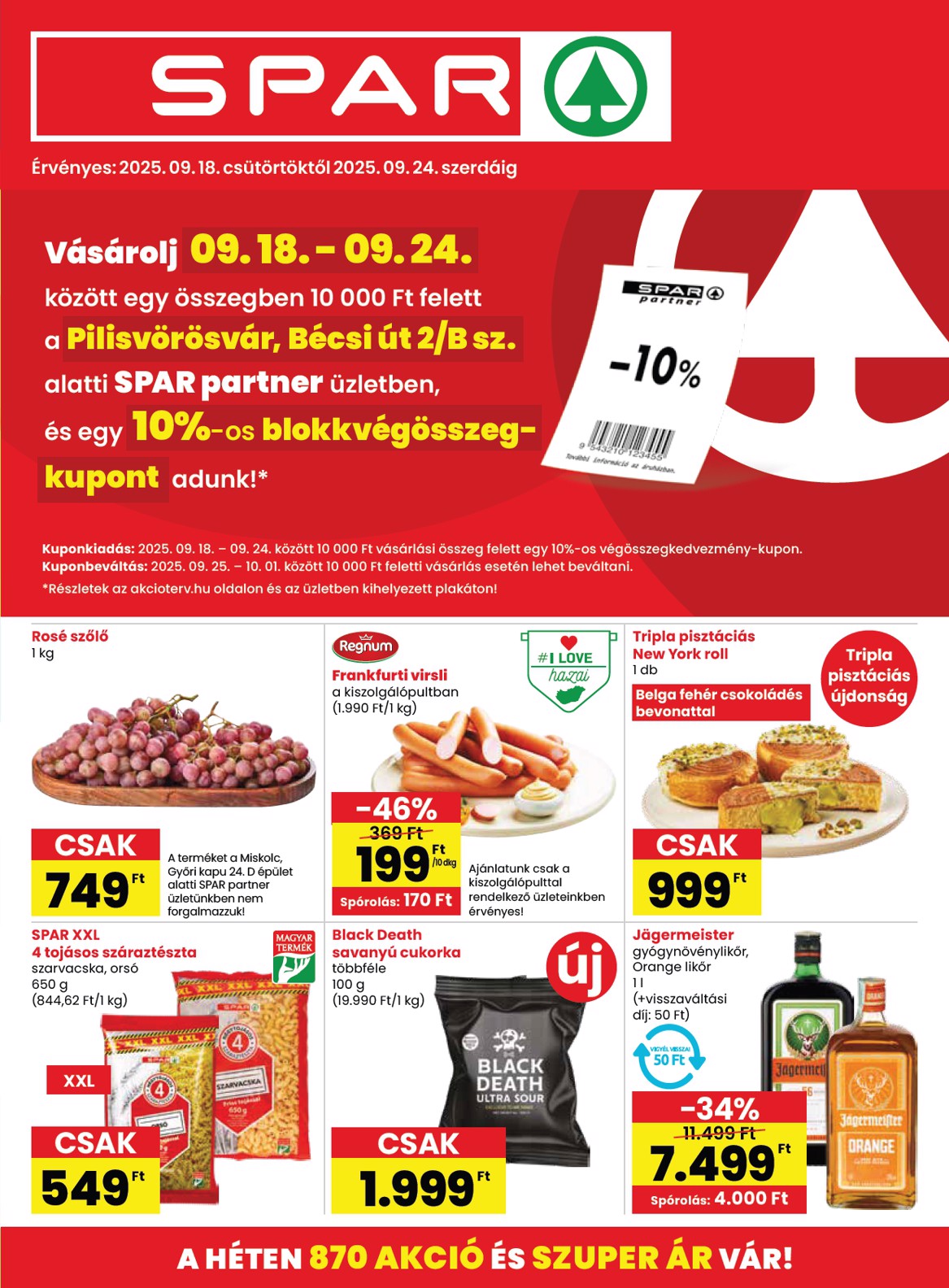 SPAR - Pilisvörösvár akciós újság, érvényes 09.18. - 09.24.