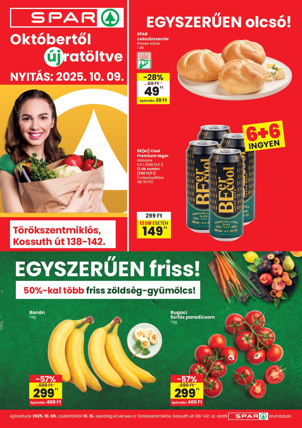 SPAR - Törökszentmiklós üzlet újranyitás akciós újság, érvényes 10.09. - 10.15.