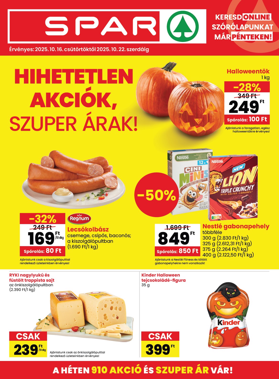 SPAR akciós újság, érvényes 10.16. - 10.22.