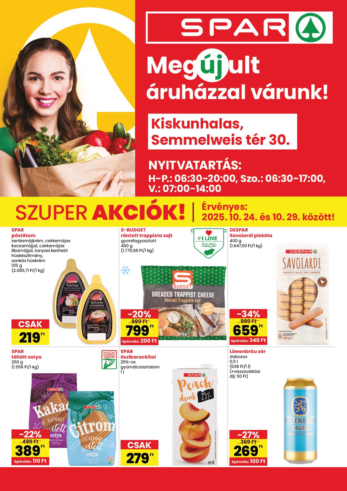 SPAR - Kiskunhalas üzlet megújulás akciós újság, érvényes 10.24. - 10.29.
