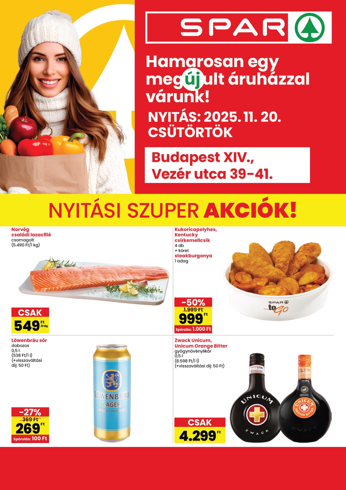 SPAR - BP Vezér P. u. üzlet megújulás akciós újság, érvényes 11.20. - 11.26.