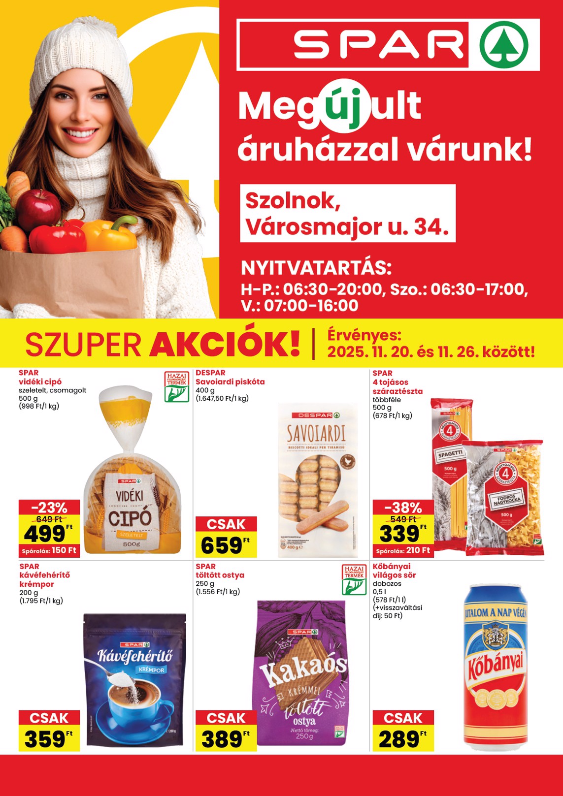 SPAR - Szolnok üzlet megújulás akciós újság, érvényes 11.20. - 11.26.