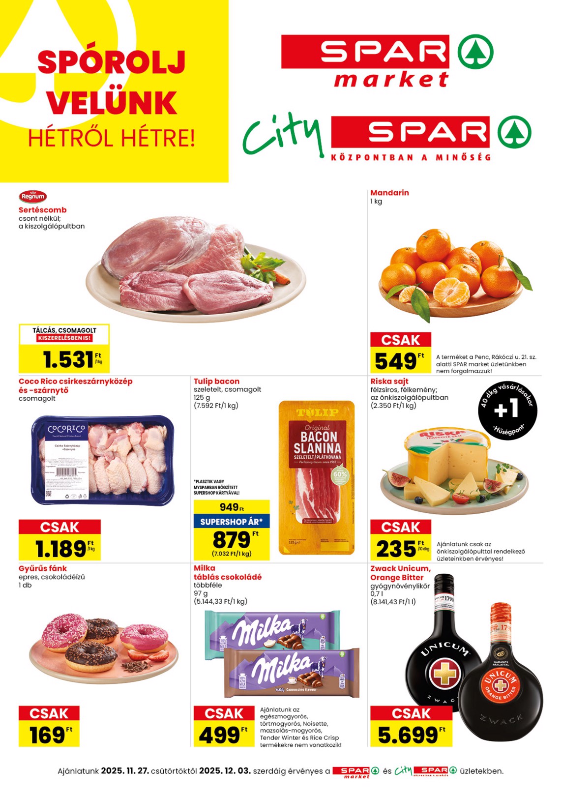 SPAR market - City SPAR akciós újság, érvényes 11.27. - 12.03.