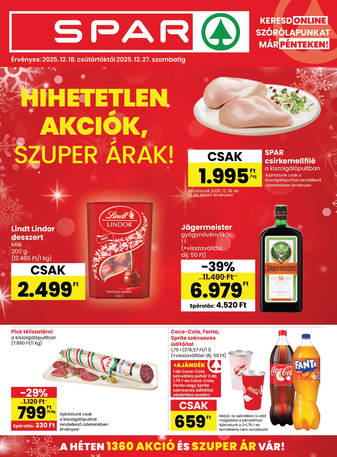 SPAR akciós újság, érvényes 12.18. - 12.27.