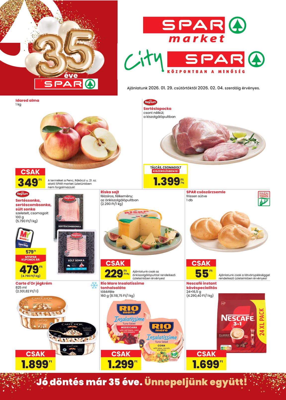 SPAR - Market, City akciós újság, érvényes 01.29. - 02.04.