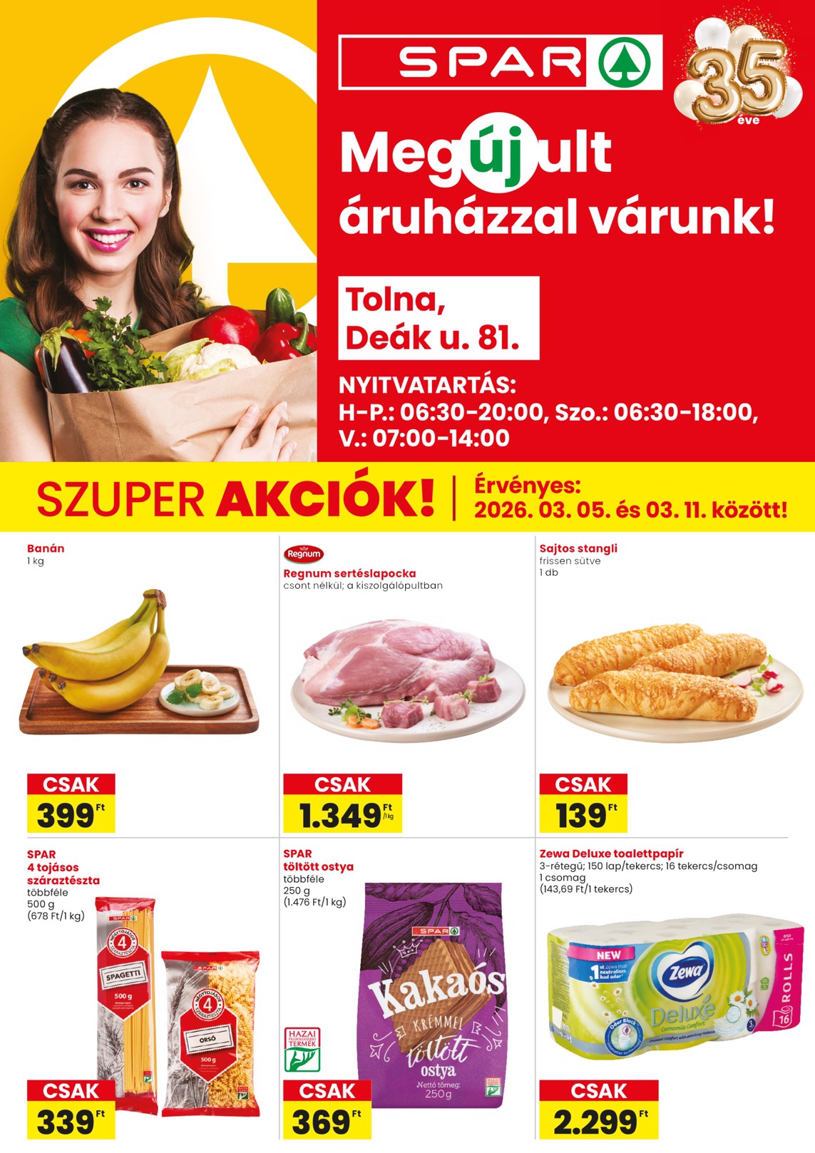 SPAR - Tolna üzlet megújulás akciós újság, érvényes 2026.03.05. - 2026.03.11.