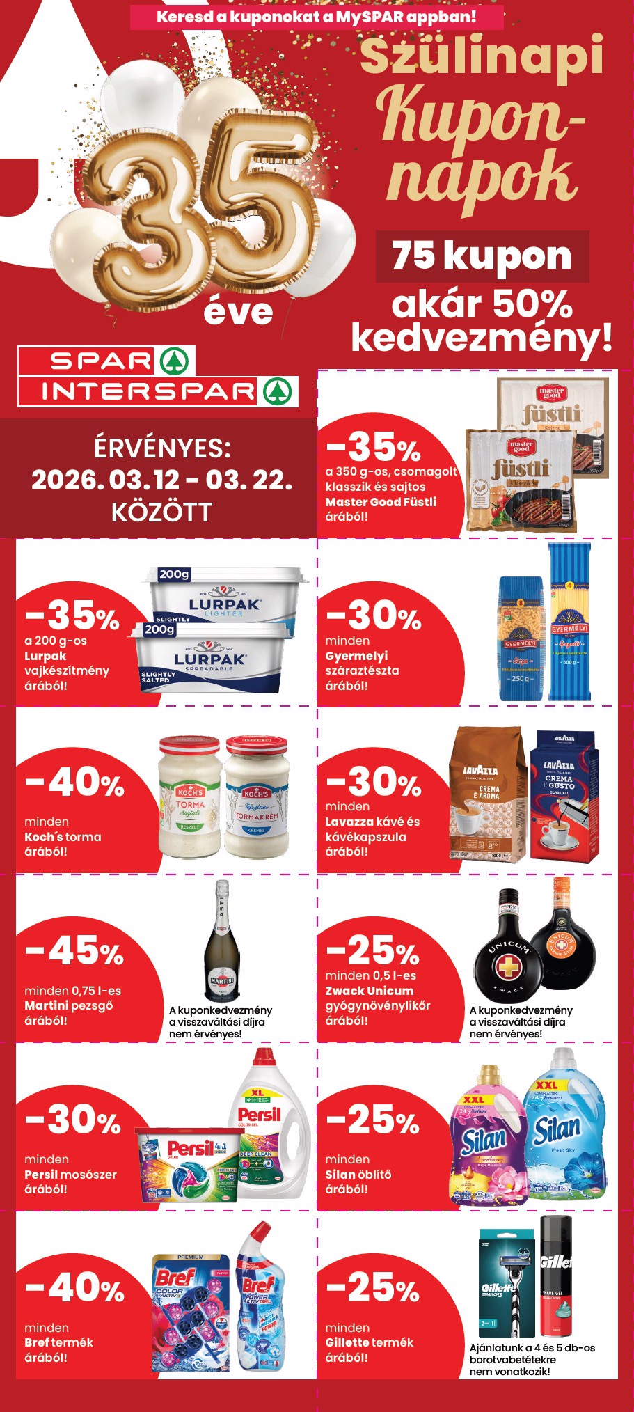 SPAR - 22.Szülinapi kuponnapok akciós újság, érvényes 2026.03.12. - 2026.03.22.