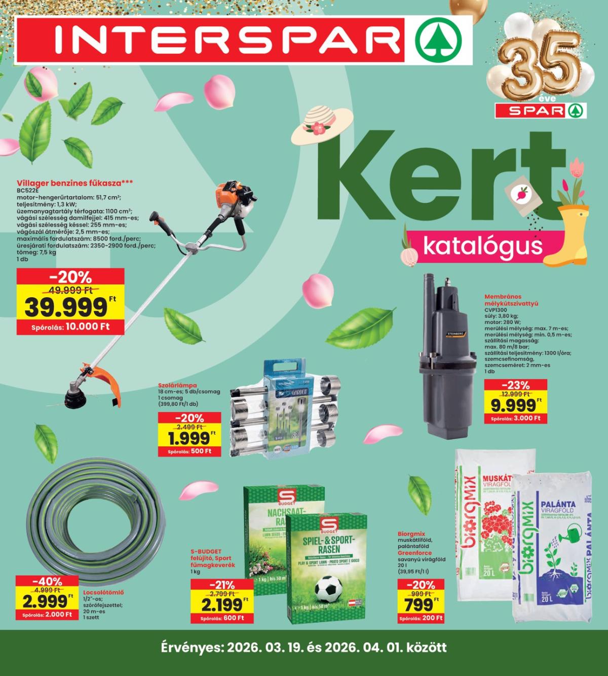 INTERSPAR - Kert katalógus akciós újság, érvényes 2026.03.19. - 2026.03.25.