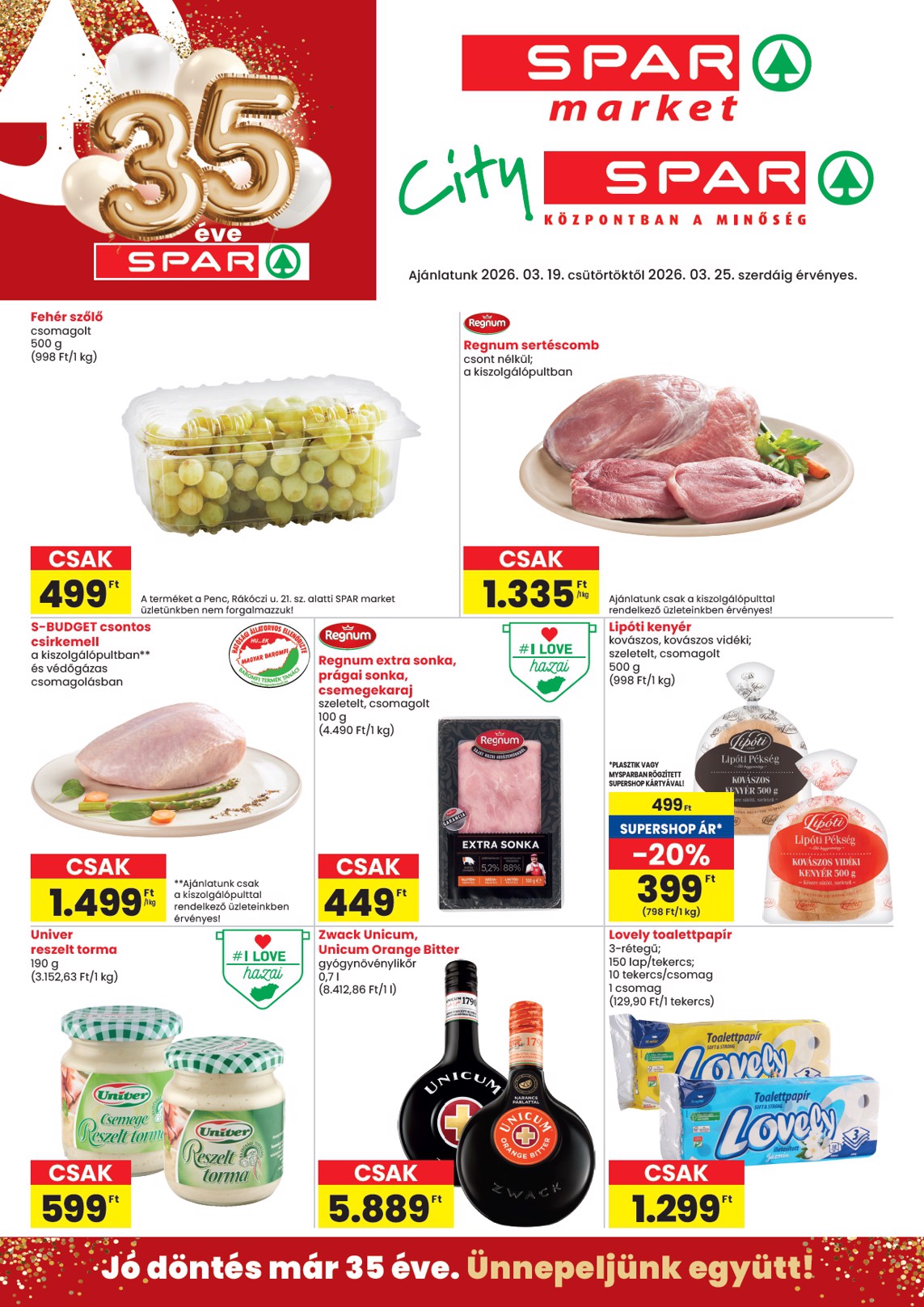 SPAR - Market, City akciós újság, érvényes 2026.03.19. - 2026.03.25.