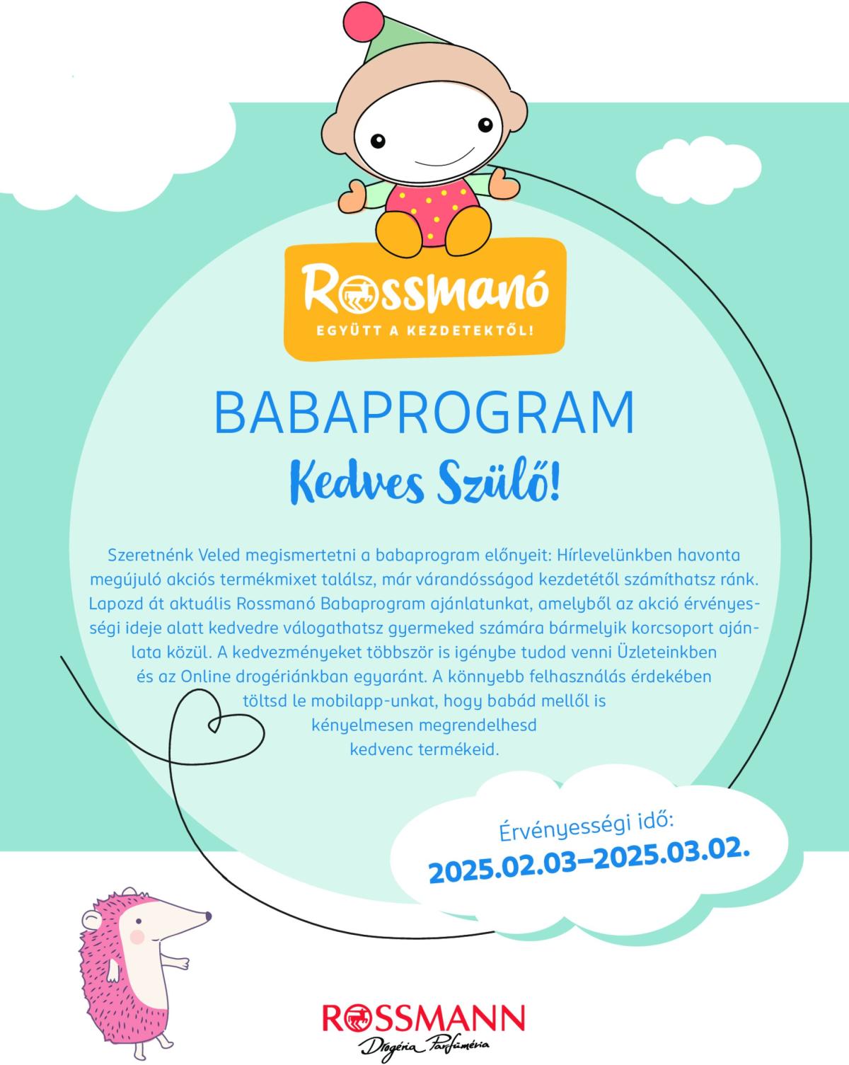 Rossmann - Babaprogram akciós újság, érvényes 02.03. - 03.02.