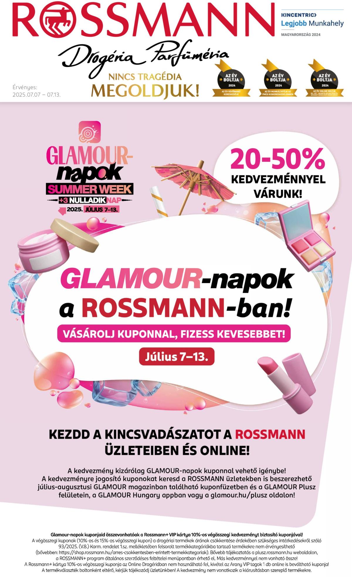 Rossmann - Glamour-napok akciós újság, érvényes 07.07. - 07.13.