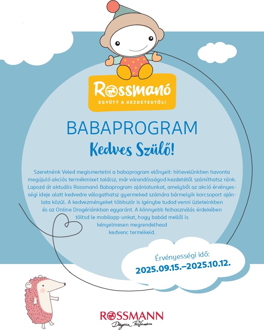 Rossmann - Babaprogram akciós újság, érvényes 09.15. - 10.12.