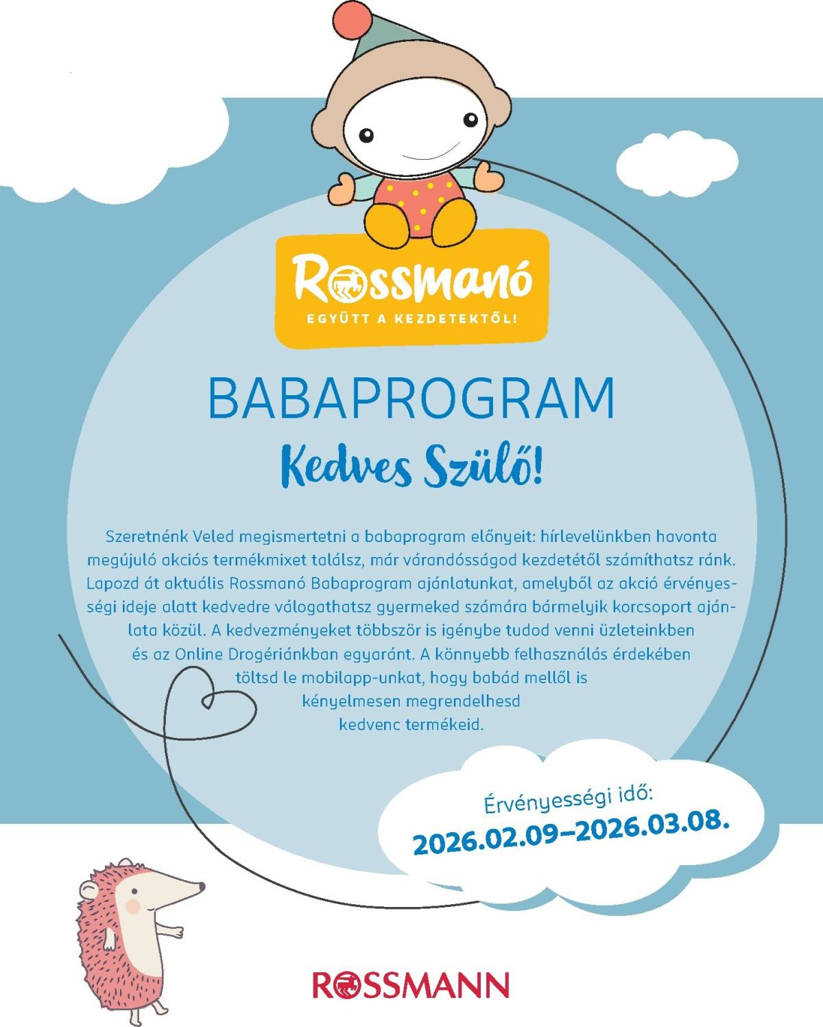 Rossmann - Babaprogram akciós újság, érvényes 2026.02.09. - 2026.03.08.