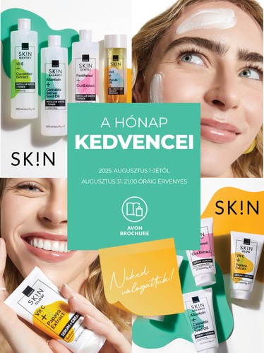 Avon - A hónap kedvencei akciós újság, érvényes 08.01. - 08.31.