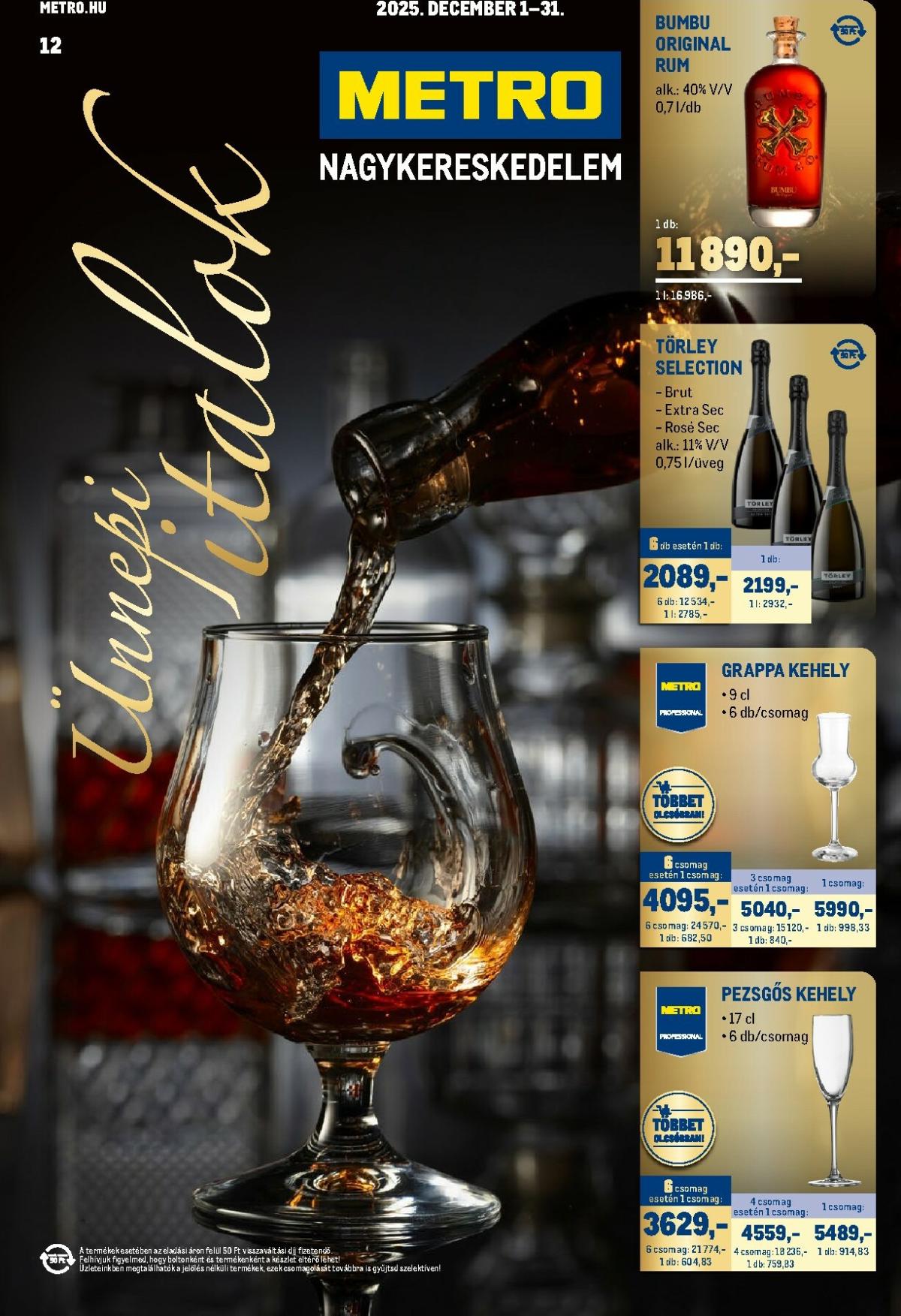 Metro - Ünnepi italok katalógus akciós újság, érvényes 12.01. - 12.31.