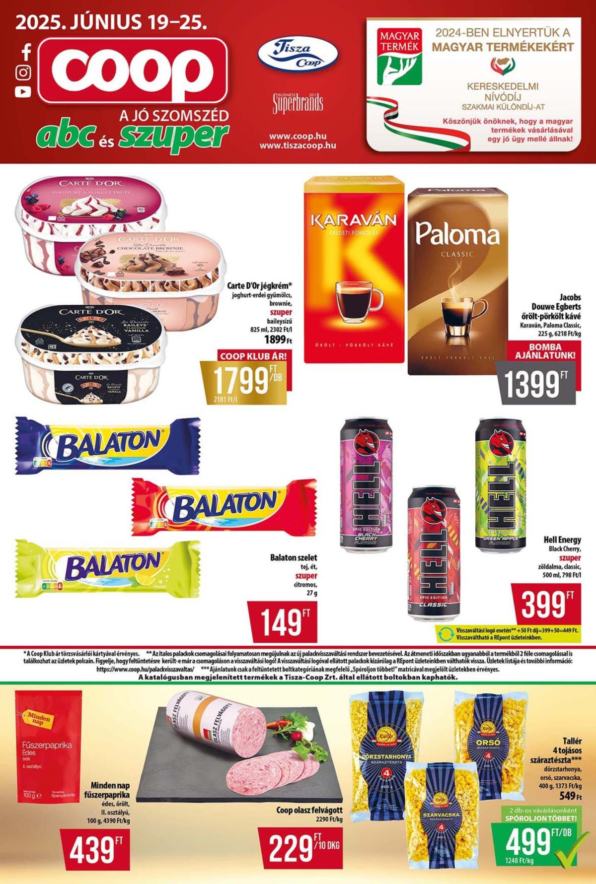 Coop - Tisza - Abc-Szuper akciós újság, érvényes 06.19. - 06.25.