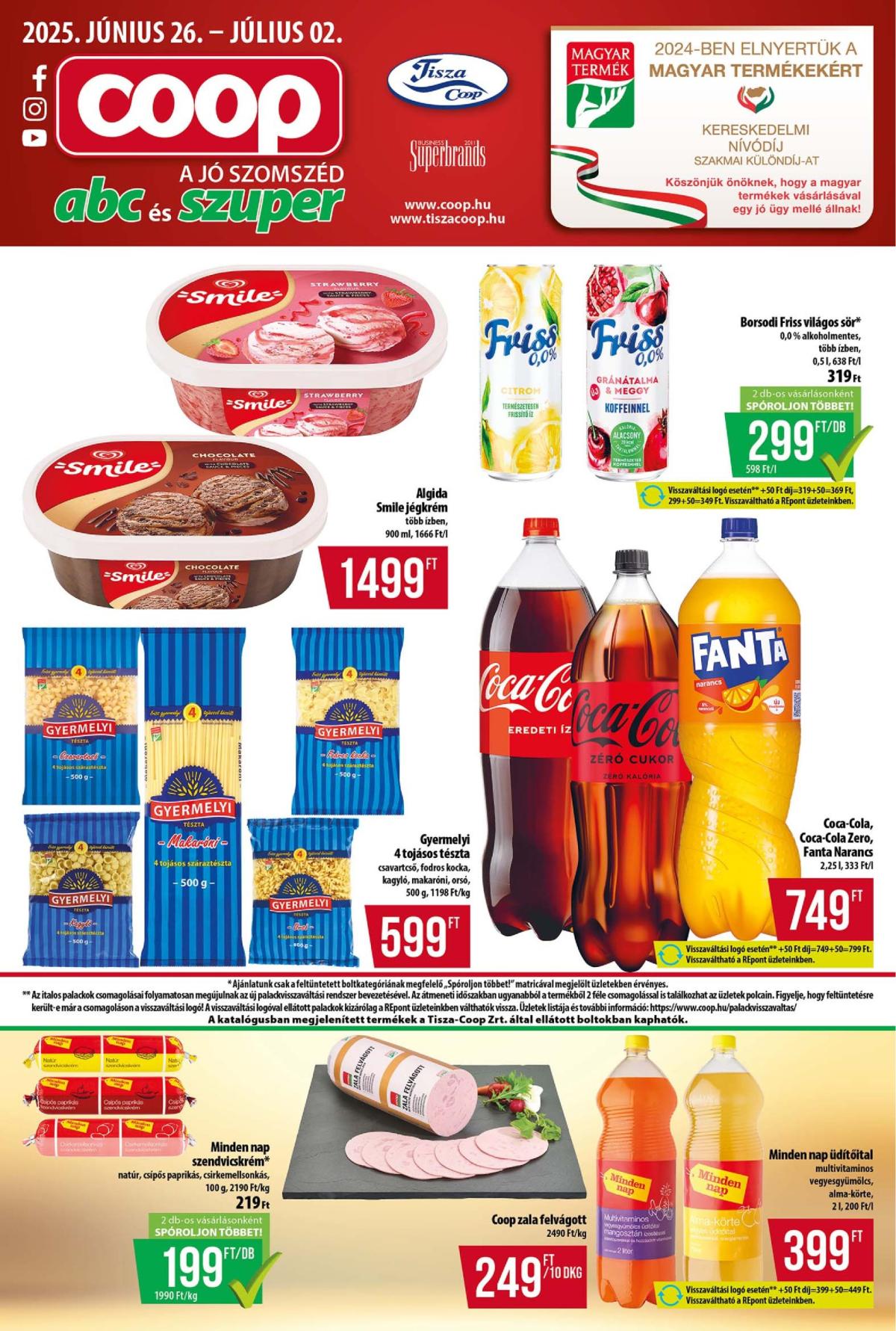 Coop - Tisza - Abc-Szuper akciós újság, érvényes 06.26. - 07.02.