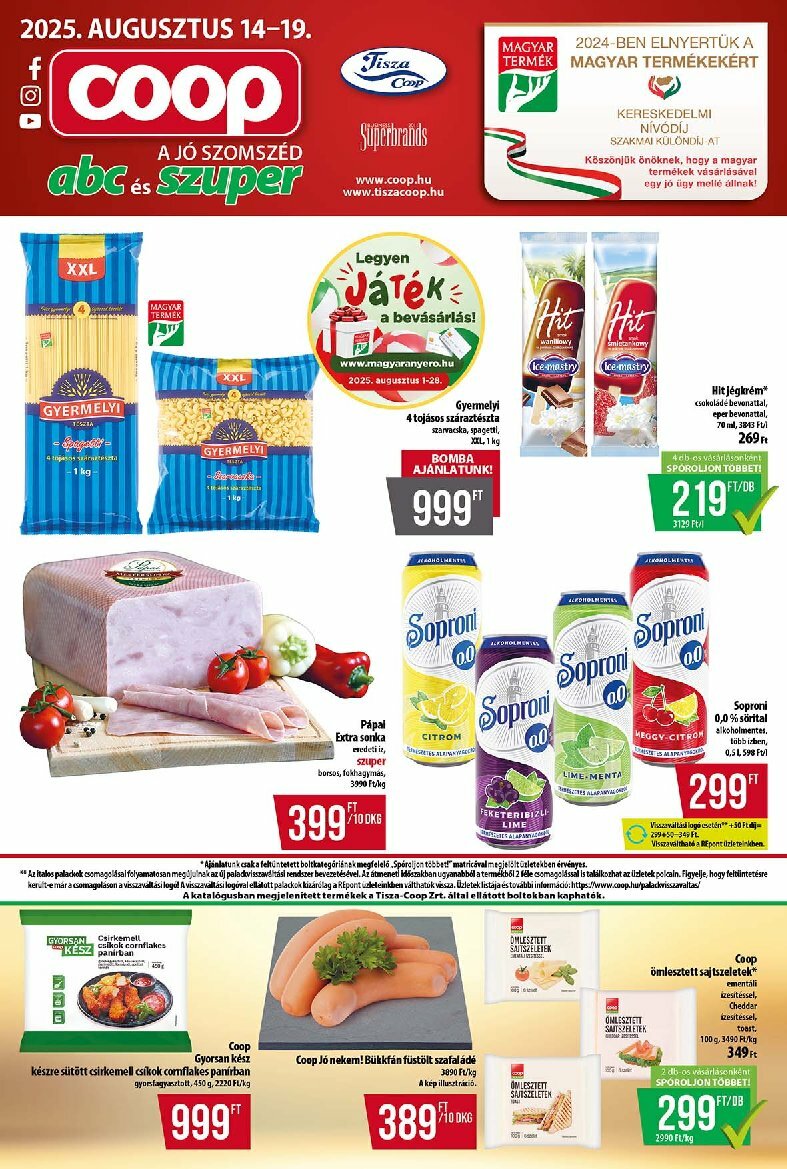 Coop - Tisza - Abc-Szuper akciós újság, érvényes 08.14. - 08.19.