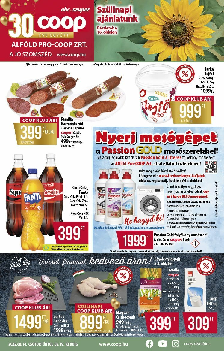 Coop - Alföld akciós újság, érvényes 08.14. - 08.19.
