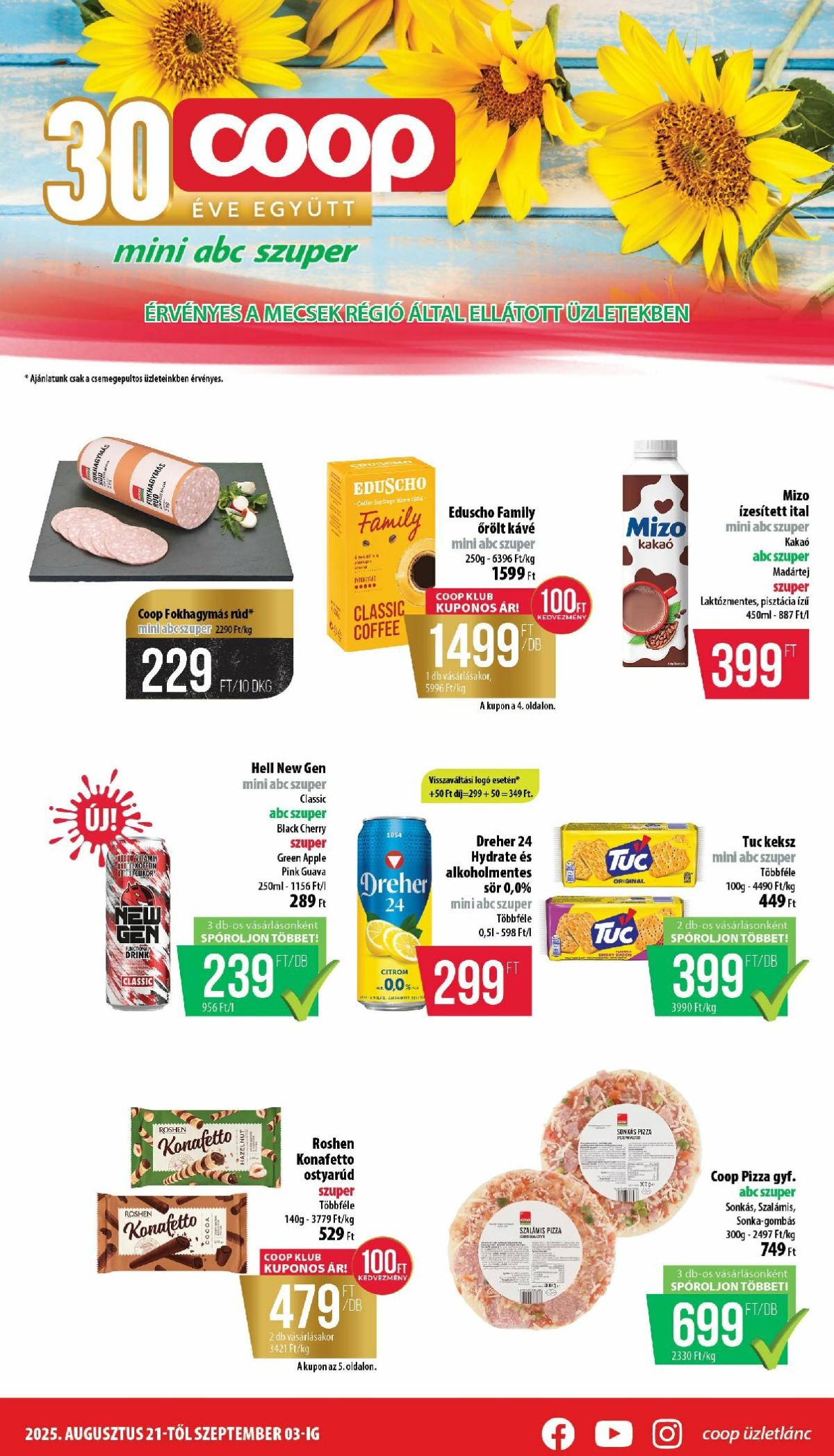 Coop - Mecsek akciós újság, érvényes 08.21. - 09.03.
