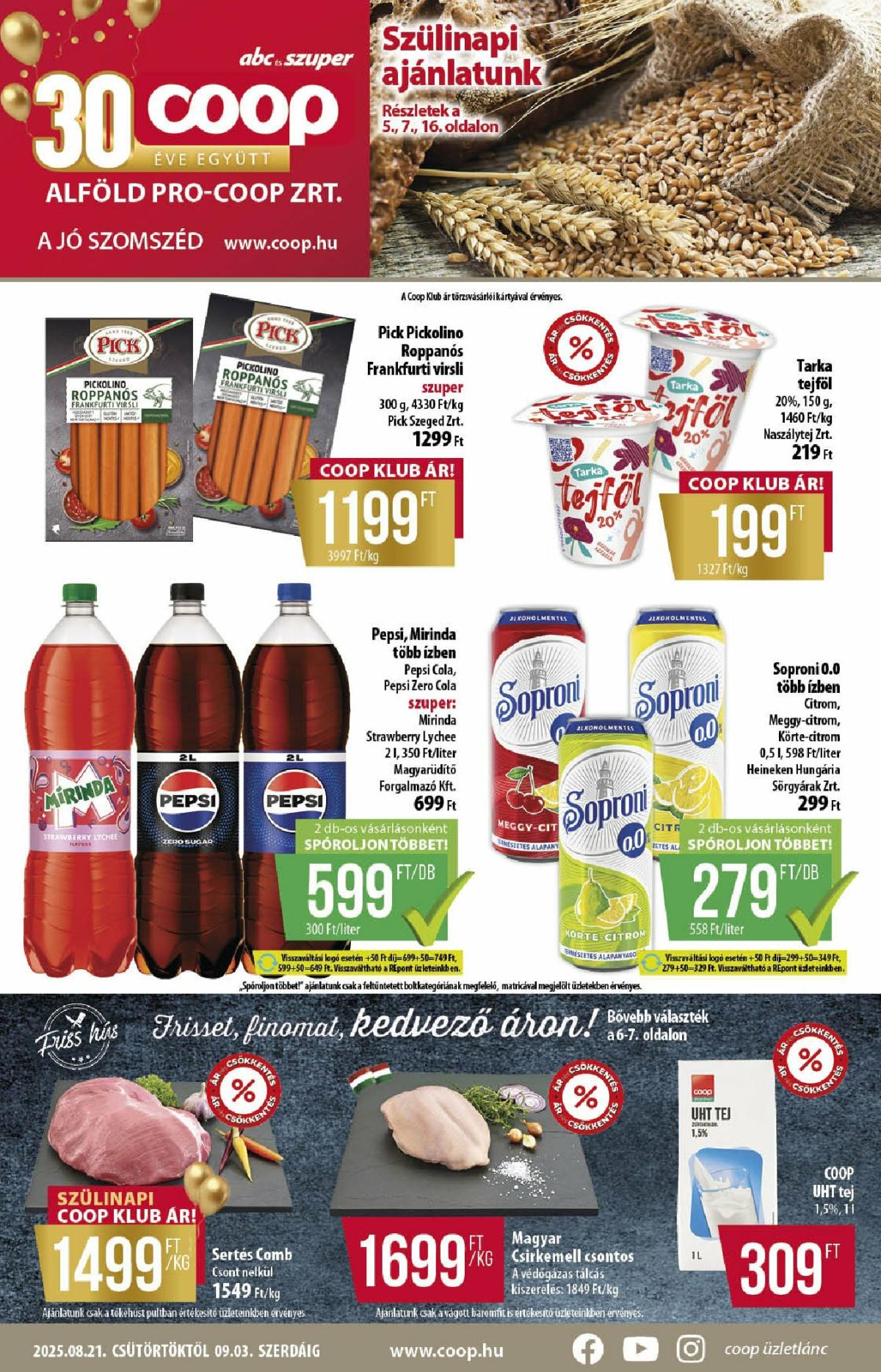 Coop - Alföld akciós újság, érvényes 08.21. - 09.03.