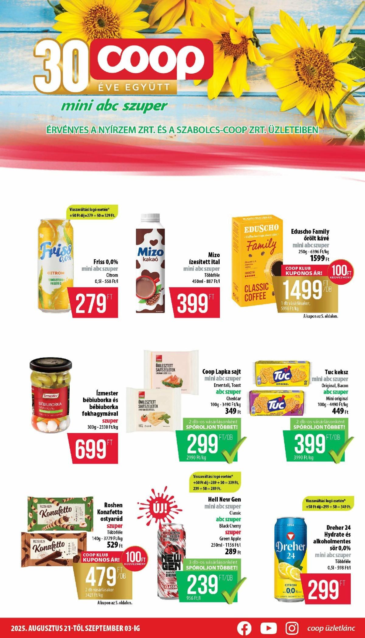 Coop - Nyírzem/Szabolcs Coop akciós újság, érvényes 08.21. - 09.03.