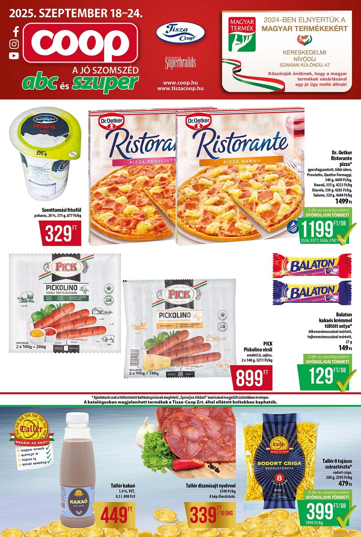Coop - Tisza - Abc-Szuper akciós újság, érvényes 09.18. - 09.24.