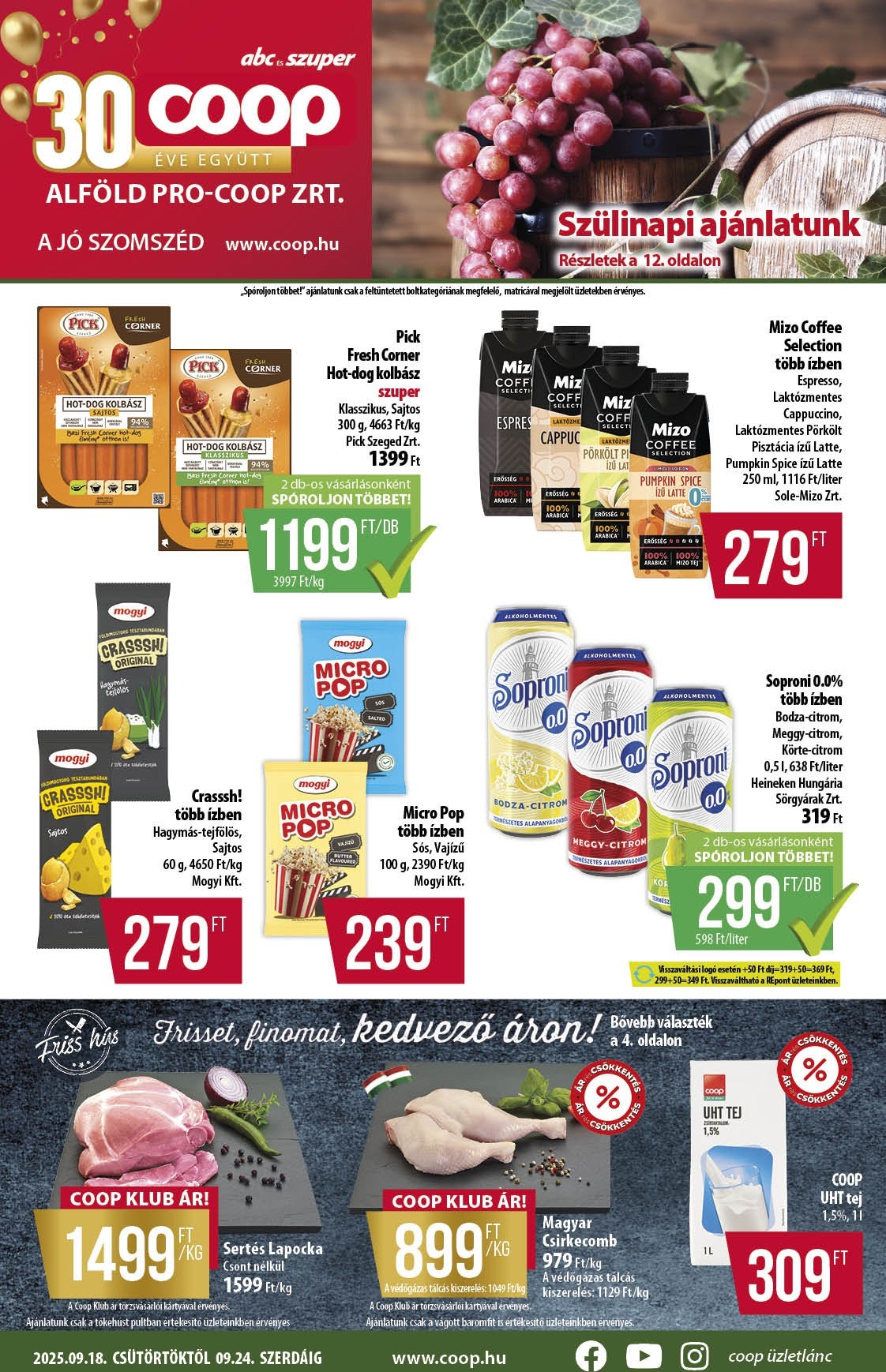 Coop - Alföld akciós újság, érvényes 09.18. - 09.24.