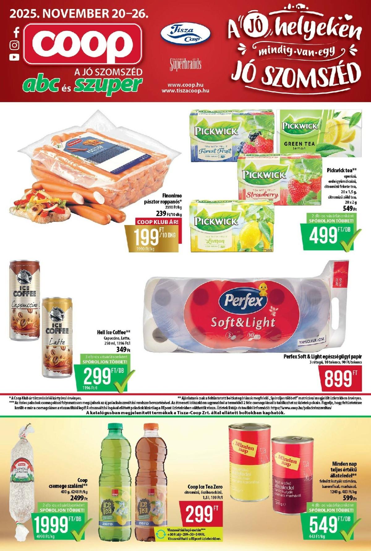 Coop - Tisza - Abc-Szuper akciós újság, érvényes 11.20. - 11.26.
