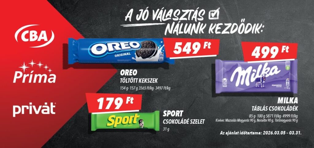 CBA akciós újság, érvényes 2026.03.05. - 2026.03.31.