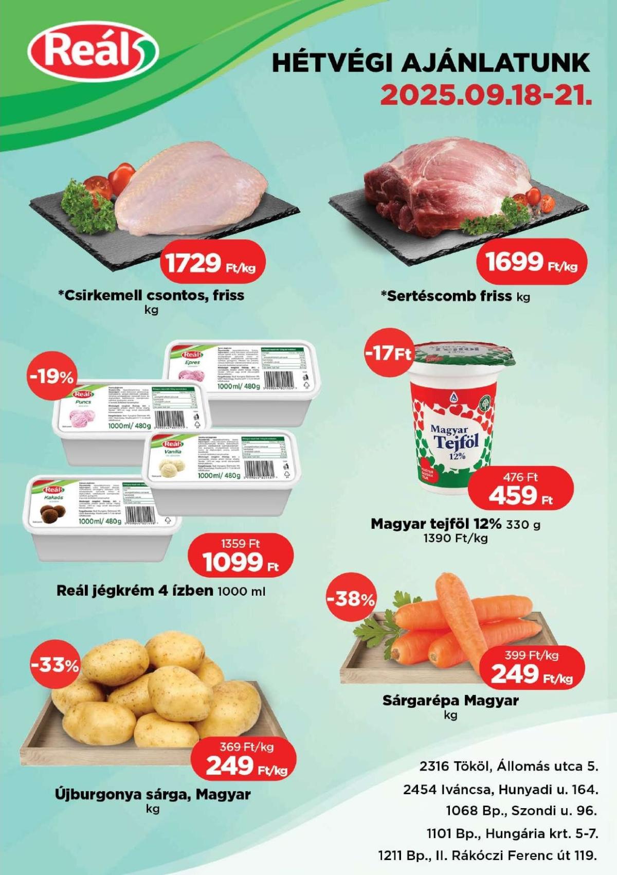 Reál - Bevásárló hétvége Pest akciós újság, érvényes 09.18. - 09.21.