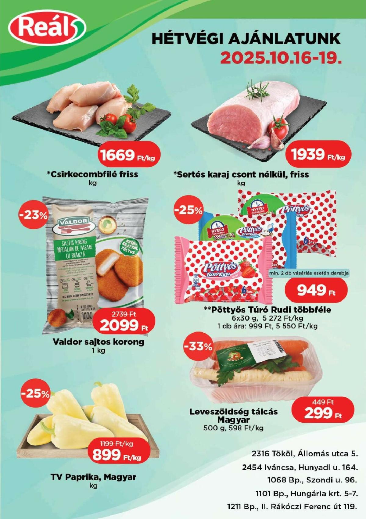 Reál - Bevásárló hétvége Pest akciós újság, érvényes 10.16. - 10.19.