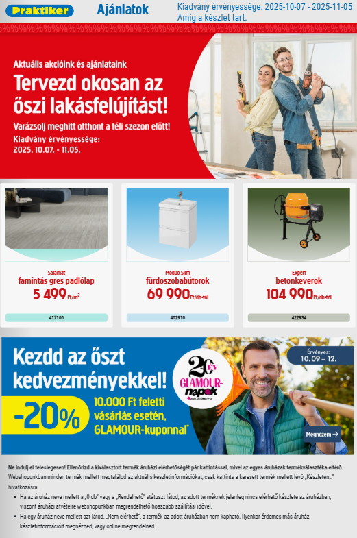 Praktiker akciós újság, érvényes 10.07. - 11.05.