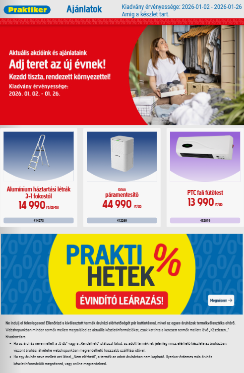 Praktiker akciós újság, érvényes 01.02. - 01.26.
