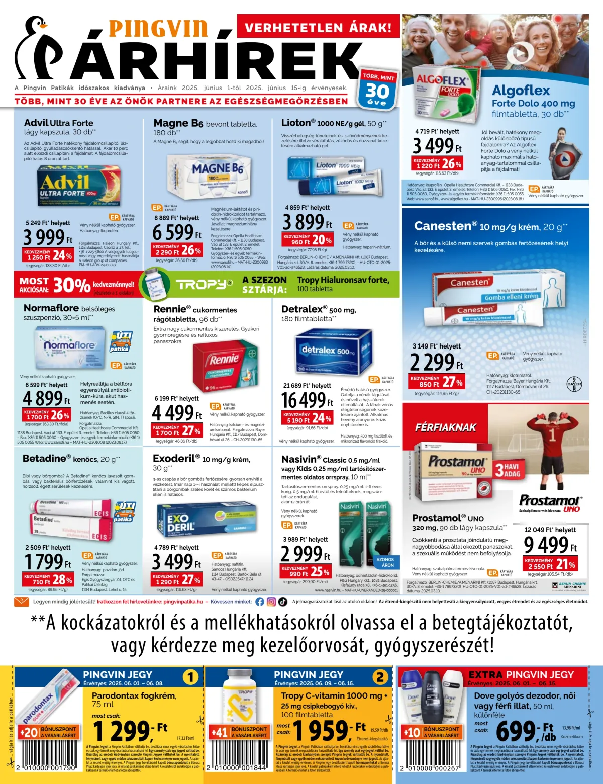 Pingvin Patika - Árhírek akciós újság, érvényes 06.01. - 06.15.
