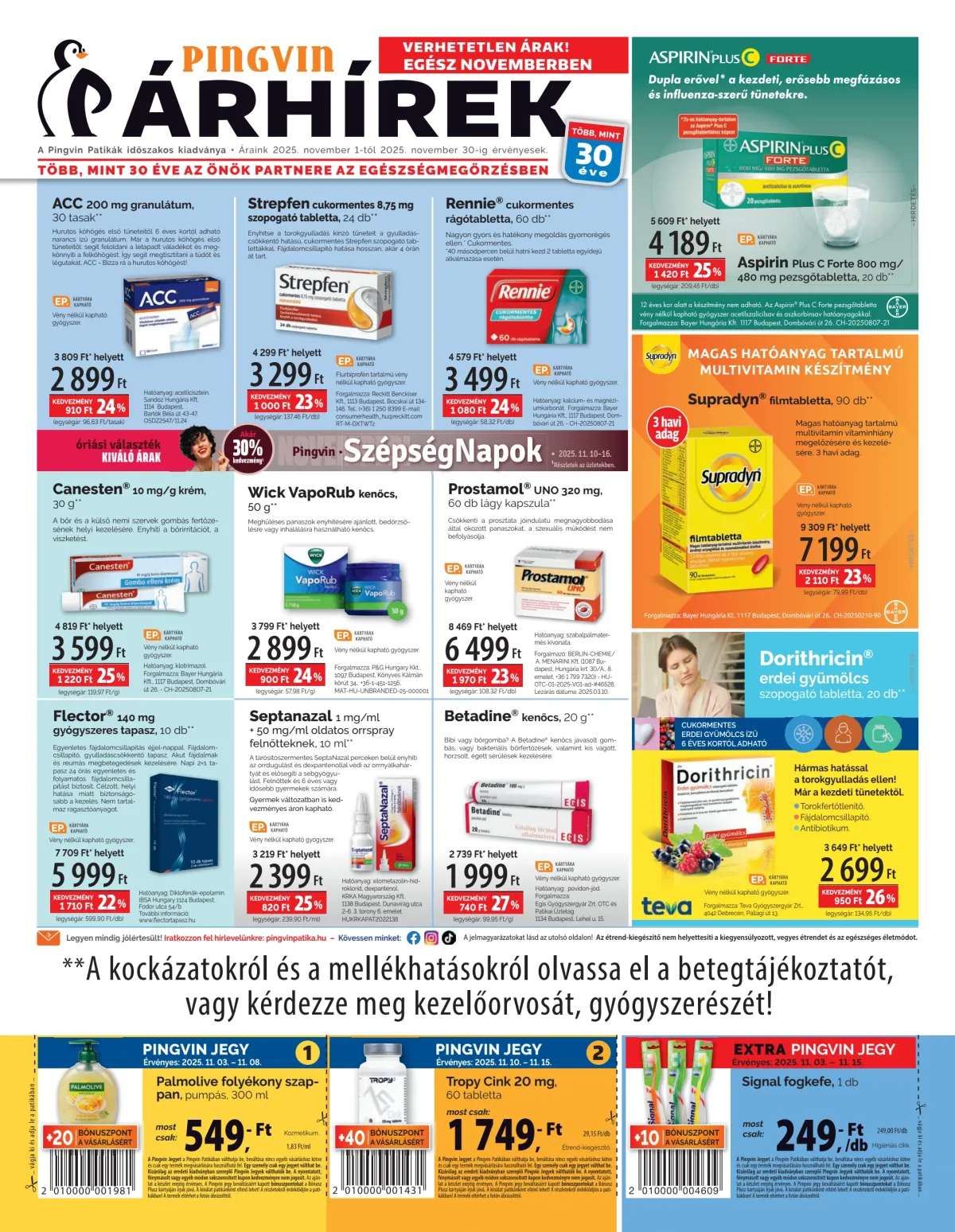 Pingvin Patika - Árhírek akciós újság, érvényes 11.01. - 11.30.