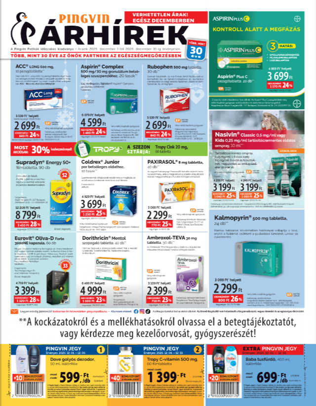 Pingvin Patika - Árhírek akciós újság, érvényes 12.01. - 12.31.
