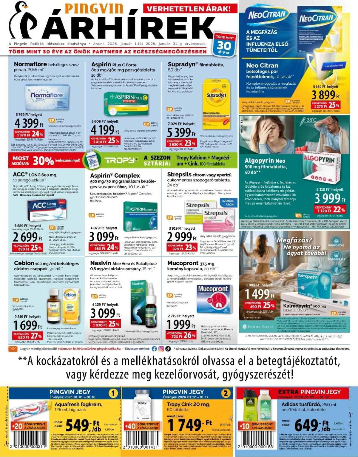 Pingvin Patika akciós újság, érvényes 01.01. - 01.31.