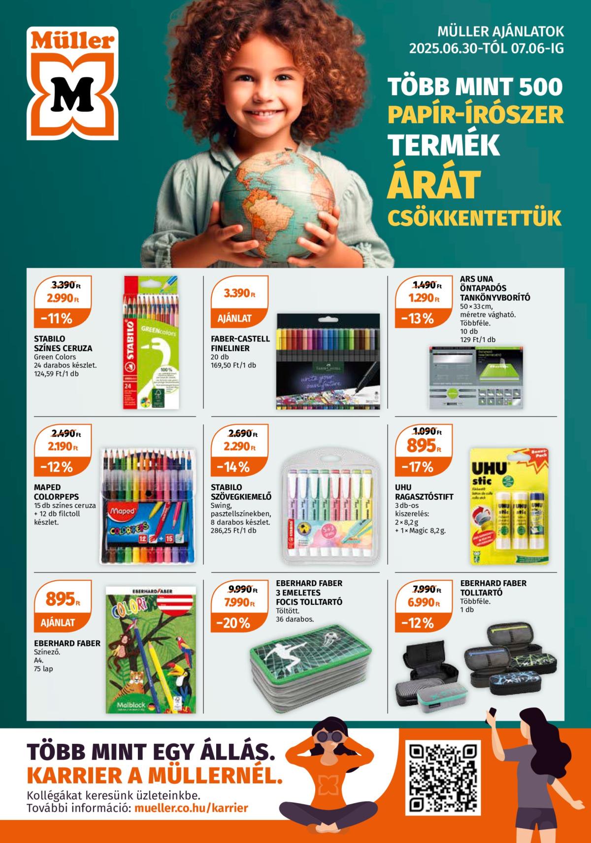 Müller - Több Mint 500 Papír-írószer Termék Árát Csökkentettük akciós újság, érvényes 06.30. - 07.06.