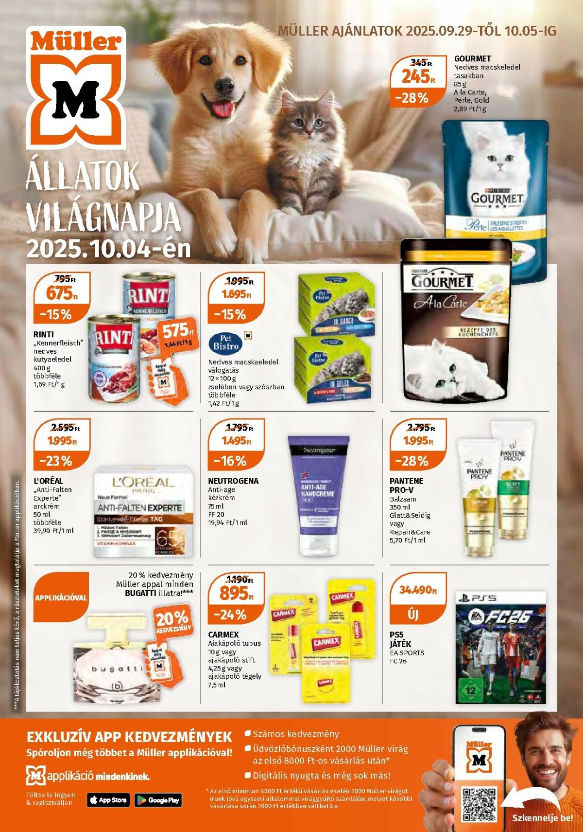 Müller - Állatok Világnapja akciós újság, érvényes 09.29. - 10.05.