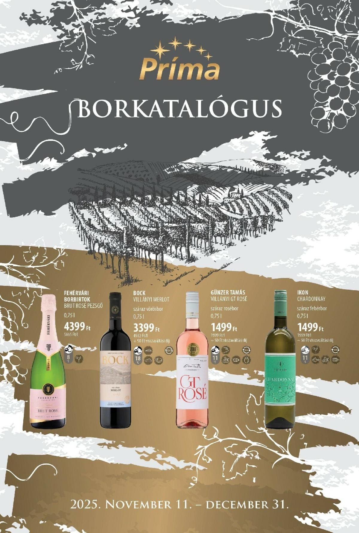 Príma - Borkatalógus akciós újság, érvényes 11.11. - 12.31.