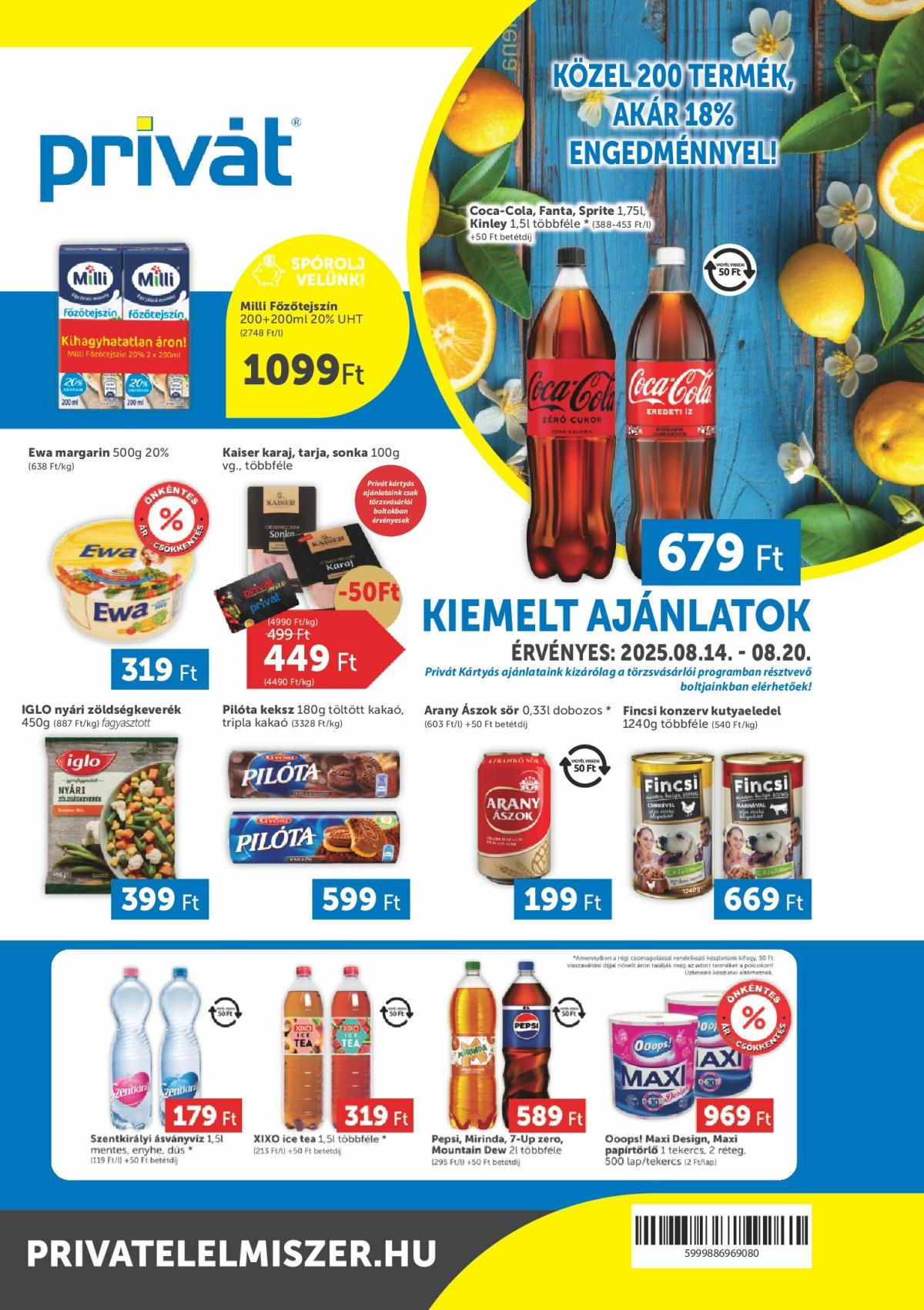 Privát akciós újság, érvényes 08.14. - 08.20.
