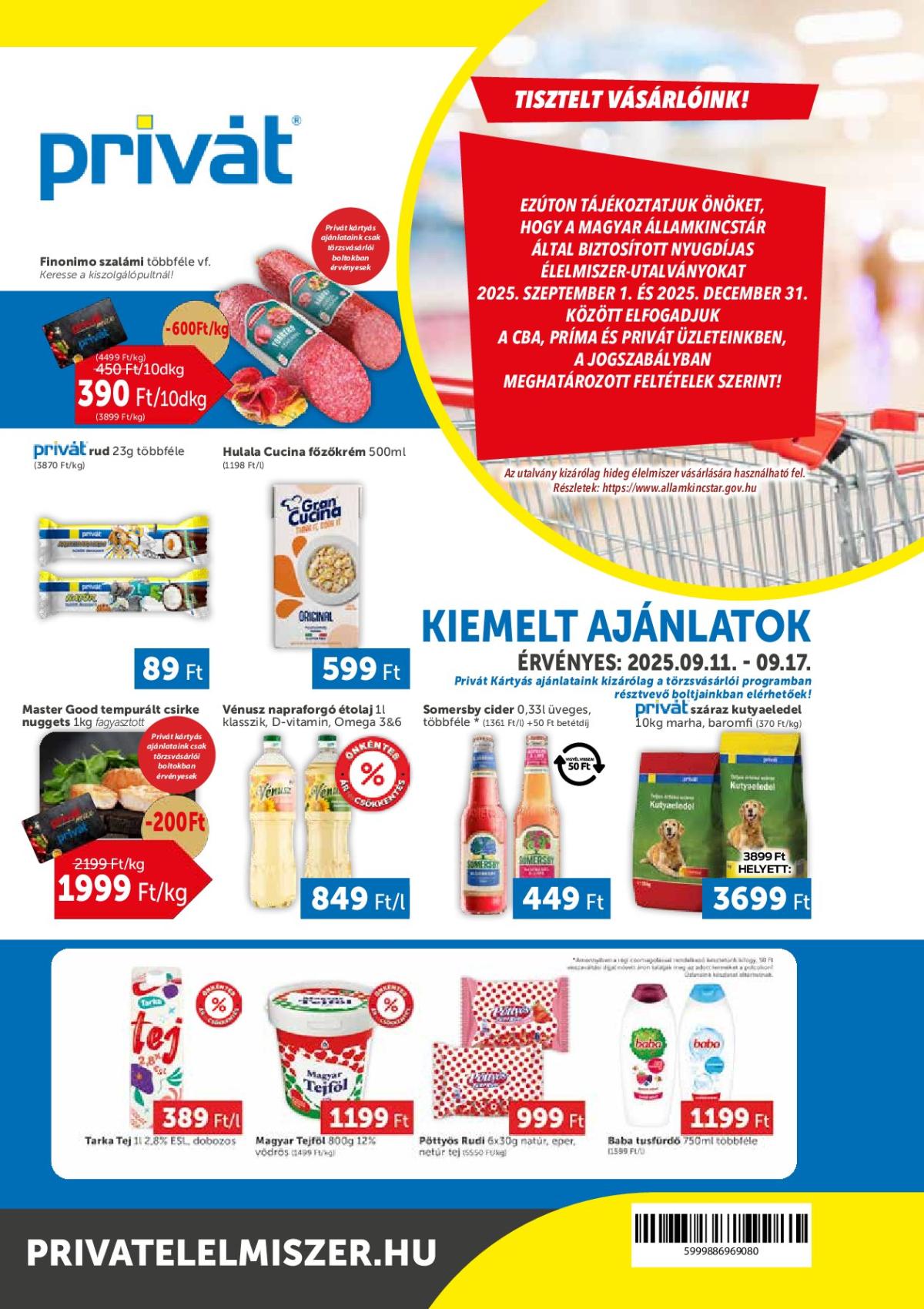 Privát akciós újság, érvényes 09.11. - 09.17.