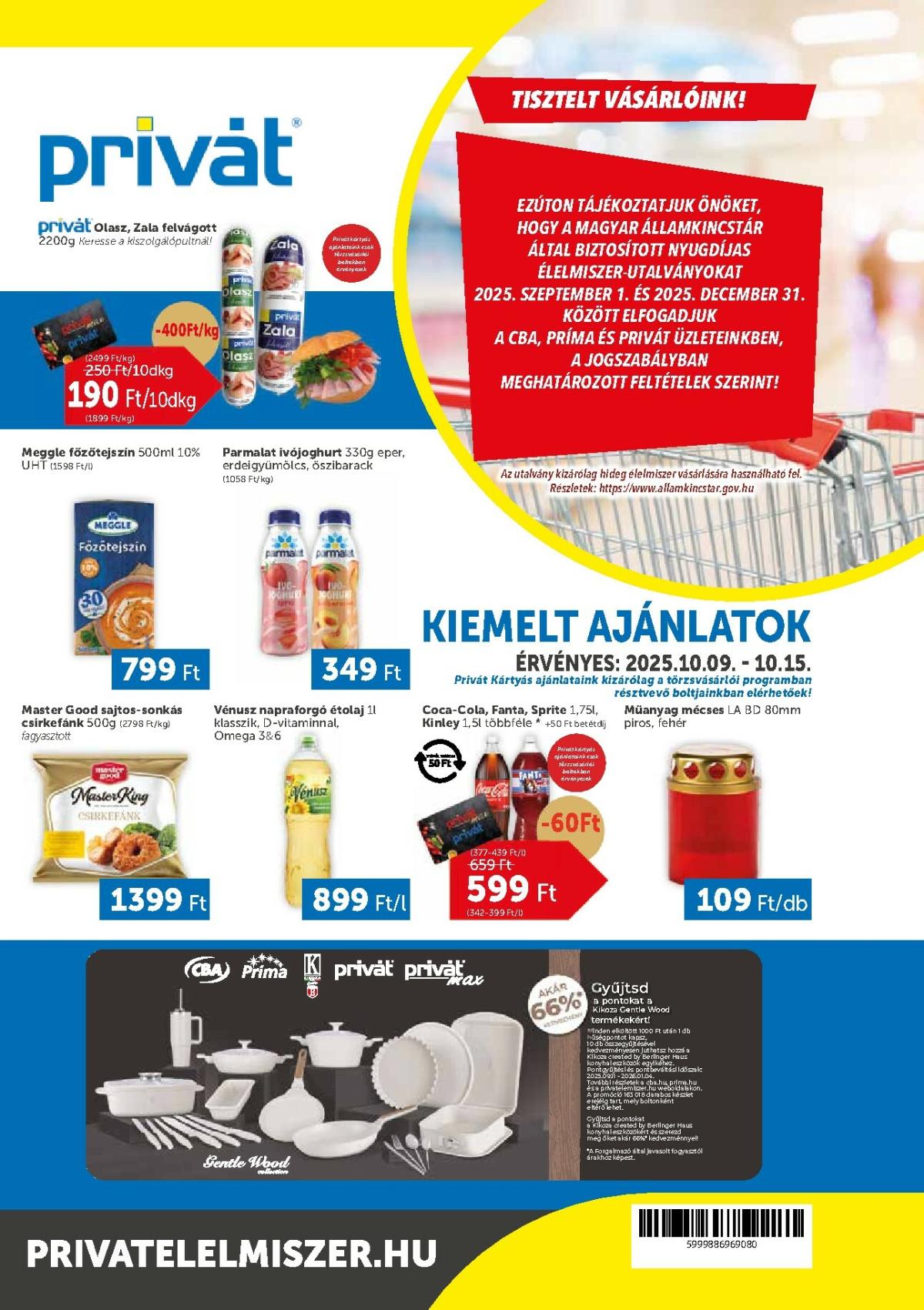 Privát akciós újság, érvényes 10.09. - 10.15.