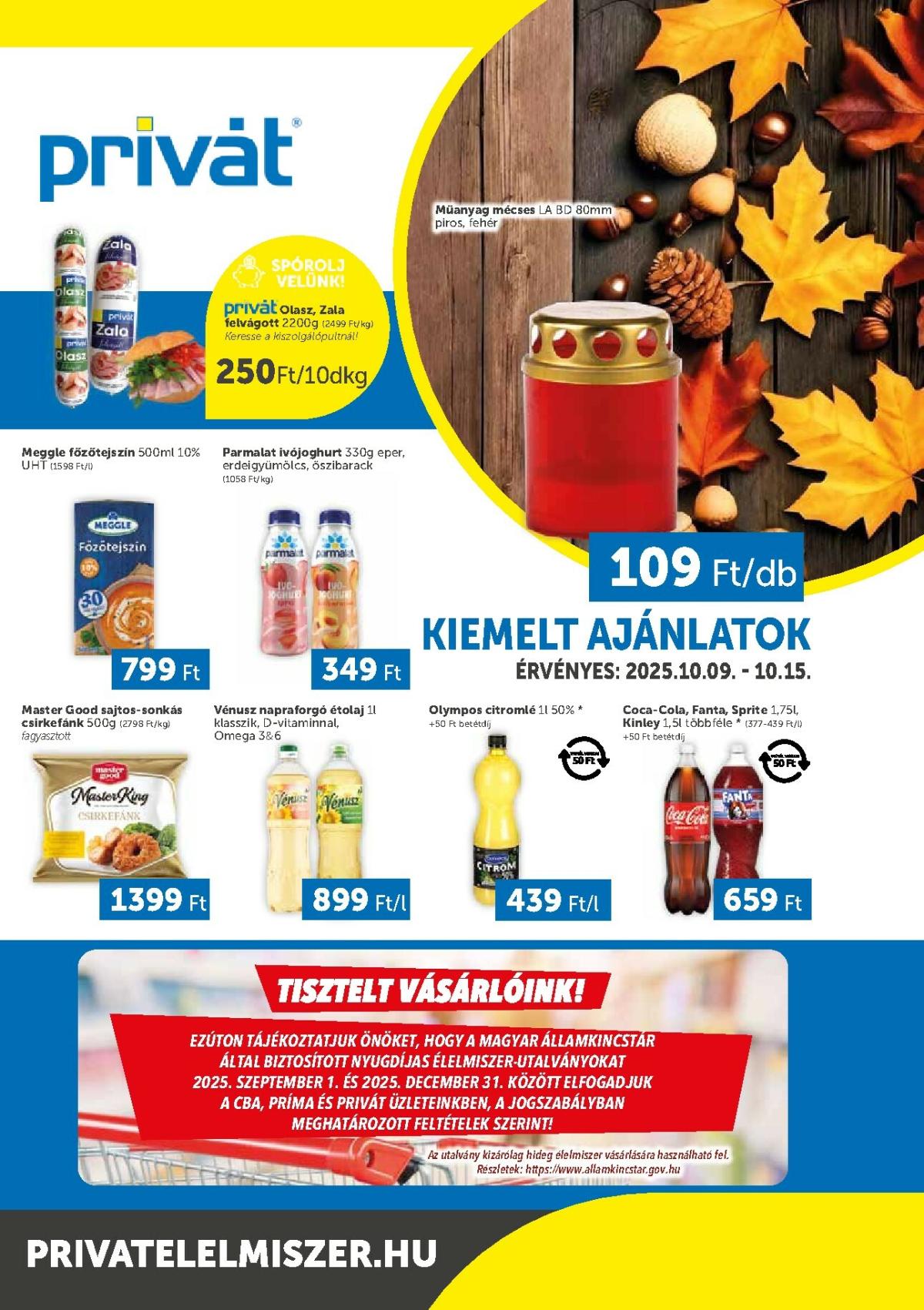 Privát - Bács-Kiskun, Békés, Csongrád-Csanád, Tolna, Baranya, Somogy vármegye akciós újság, érvényes 10.09. - 10.15.