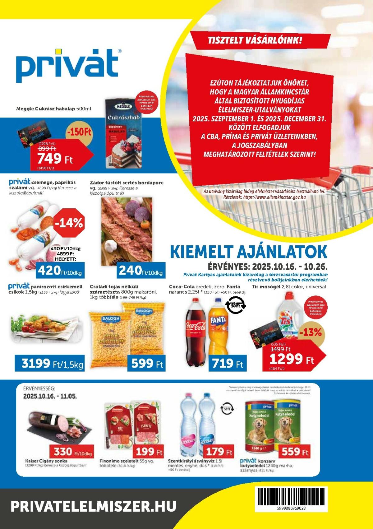 Privát akciós újság, érvényes 10.16. - 10.26.