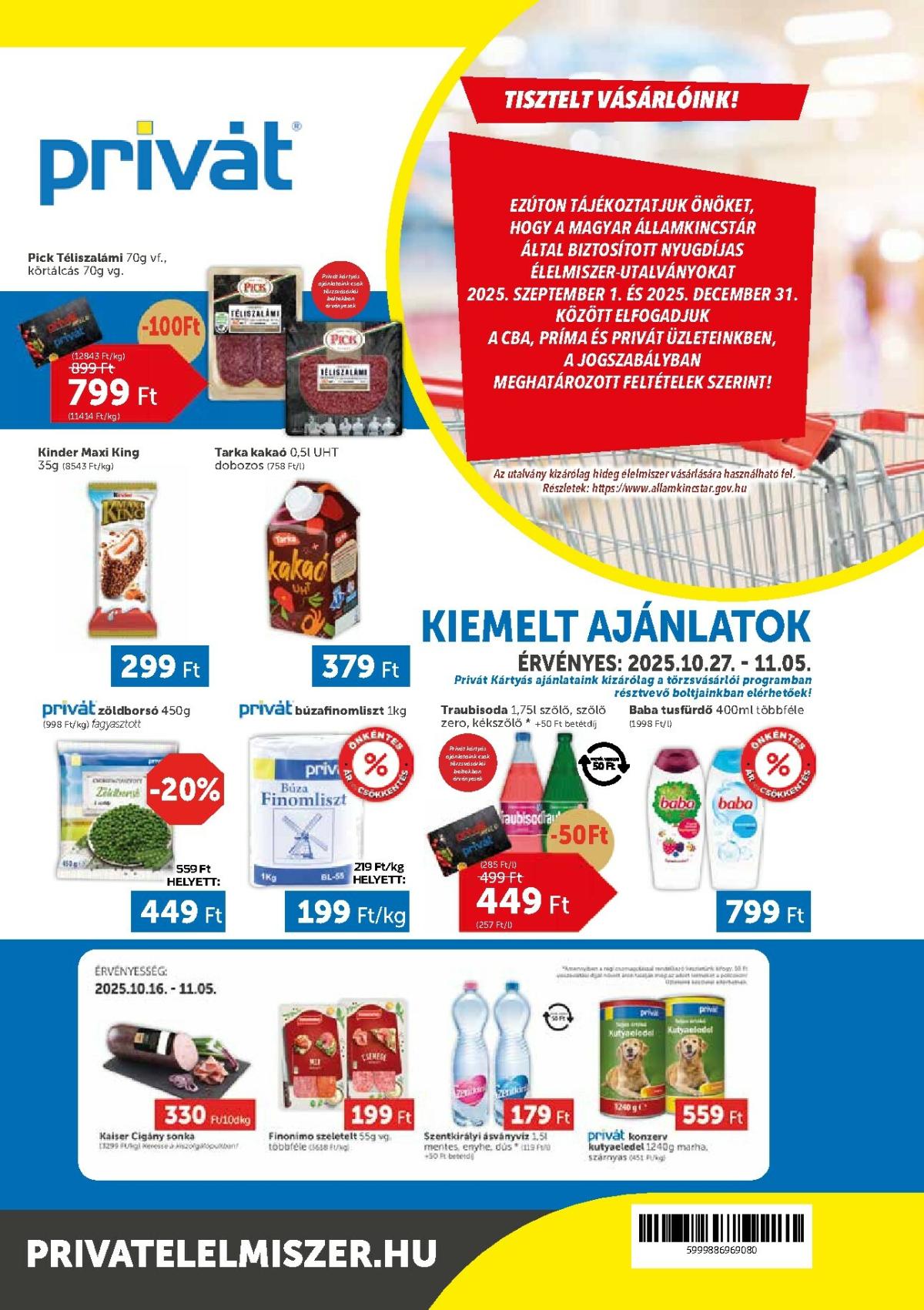 Privát akciós újság, érvényes 10.27. - 11.05.