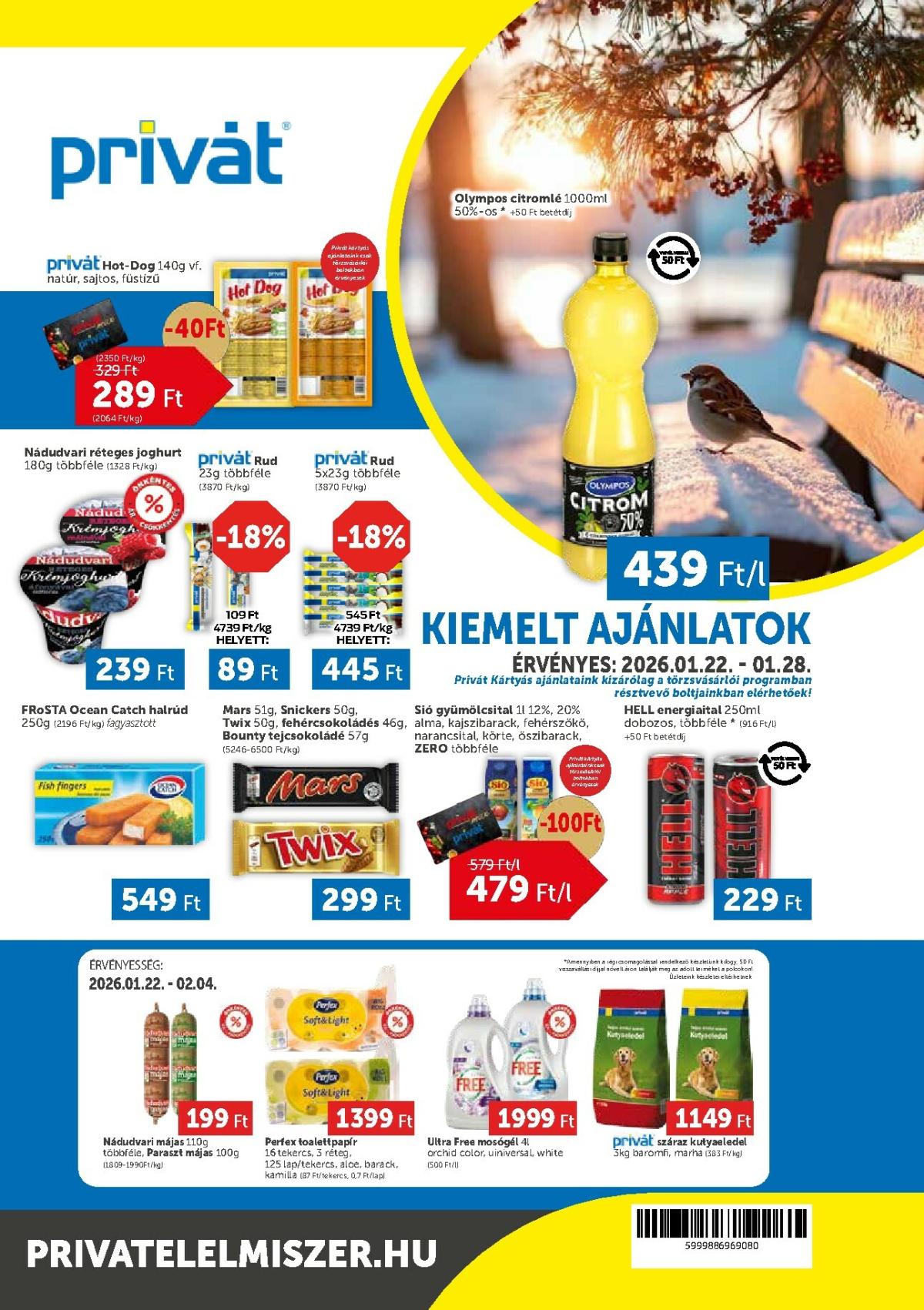 Privát akciós újság, érvényes 01.22. - 01.28.